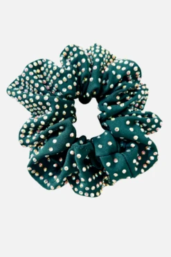 Dark Green Scrunchie With Stones