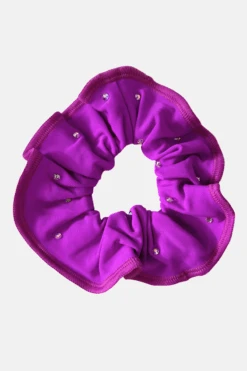 Purple Lycra Scrunchie With Stones